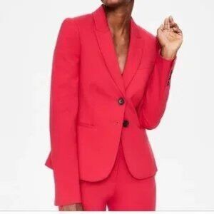Boden Elizabeth Ponte Blazer Berry Red Pink two button jacket US 4 Petite